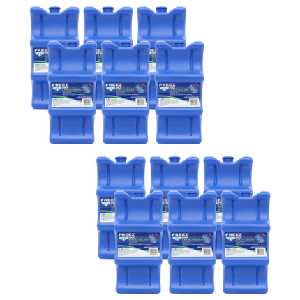 Freez Pak Everyday Reusable Ice Substitute Block for 6-Pack of 12oz Cans - Gel Ice Pack Shaped to fit 12oz Cans for Coolers, Fishing, Sporting Events, Beach & Camping Trips  - Made in USA(12-Pack)
