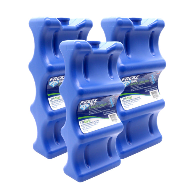 Freez Pak Everyday Reusable Ice Substitute Block for 6-Pack of 12oz Cans - Gel Ice Pack Shaped to fit 12oz Cans for Coolers, Fishing, Sporting Events, Beach & Camping Trips  - Made in USA(3-Pack)