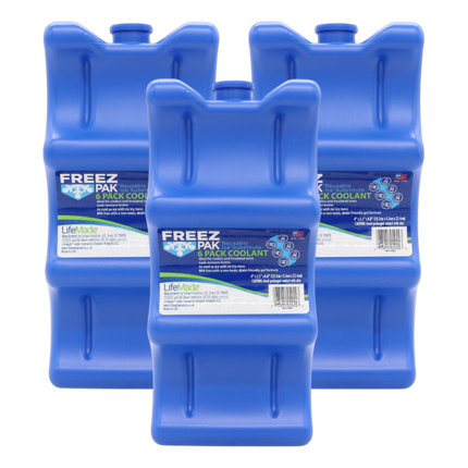 Freez Pak Everyday Reusable Ice Substitute Block for 6-Pack of 12oz Cans - Gel Ice Pack Shaped to fit 12oz Cans for Coolers, Fishing, Sporting Events, Beach & Camping Trips  - Made in USA(3-Pack)