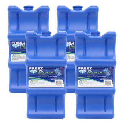Freez Pak Everyday Reusable Ice Substitute Block for 6-Pack of 12oz Cans - Gel Ice Pack Shaped to fit 12oz Cans for Coolers, Fishing, Sporting Events, Beach & Camping Trips  - Made in USA(4-Pack)