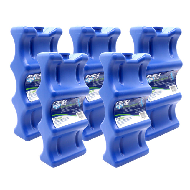 Freez Pak Everyday Reusable Ice Substitute Block for 6-Pack of 12oz Cans - Gel Ice Pack Shaped to fit 12oz Cans for Coolers, Fishing, Sporting Events, Beach & Camping Trips  - Made in USA(5-Pack)