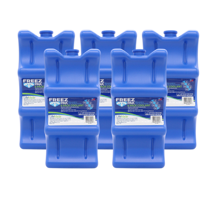 Freez Pak Everyday Reusable Ice Substitute Block for 6-Pack of 12oz Cans - Gel Ice Pack Shaped to fit 12oz Cans for Coolers, Fishing, Sporting Events, Beach & Camping Trips  - Made in USA(5-Pack)