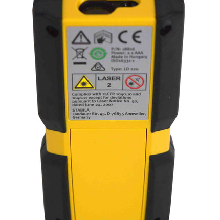 Stabila LD220 100ft. Laser Distance Measuring Tool (30m Range)