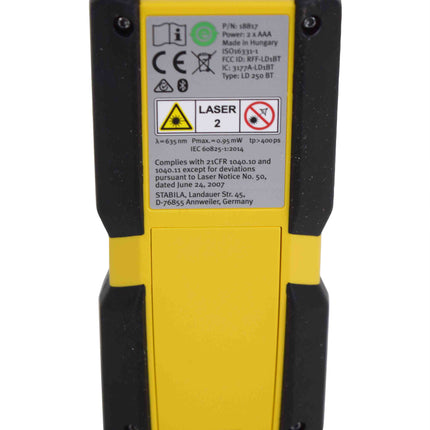 Stabila LD250BT 06250 Heavy Duty 164ft Laser Distance Measurer with Blue Tooth