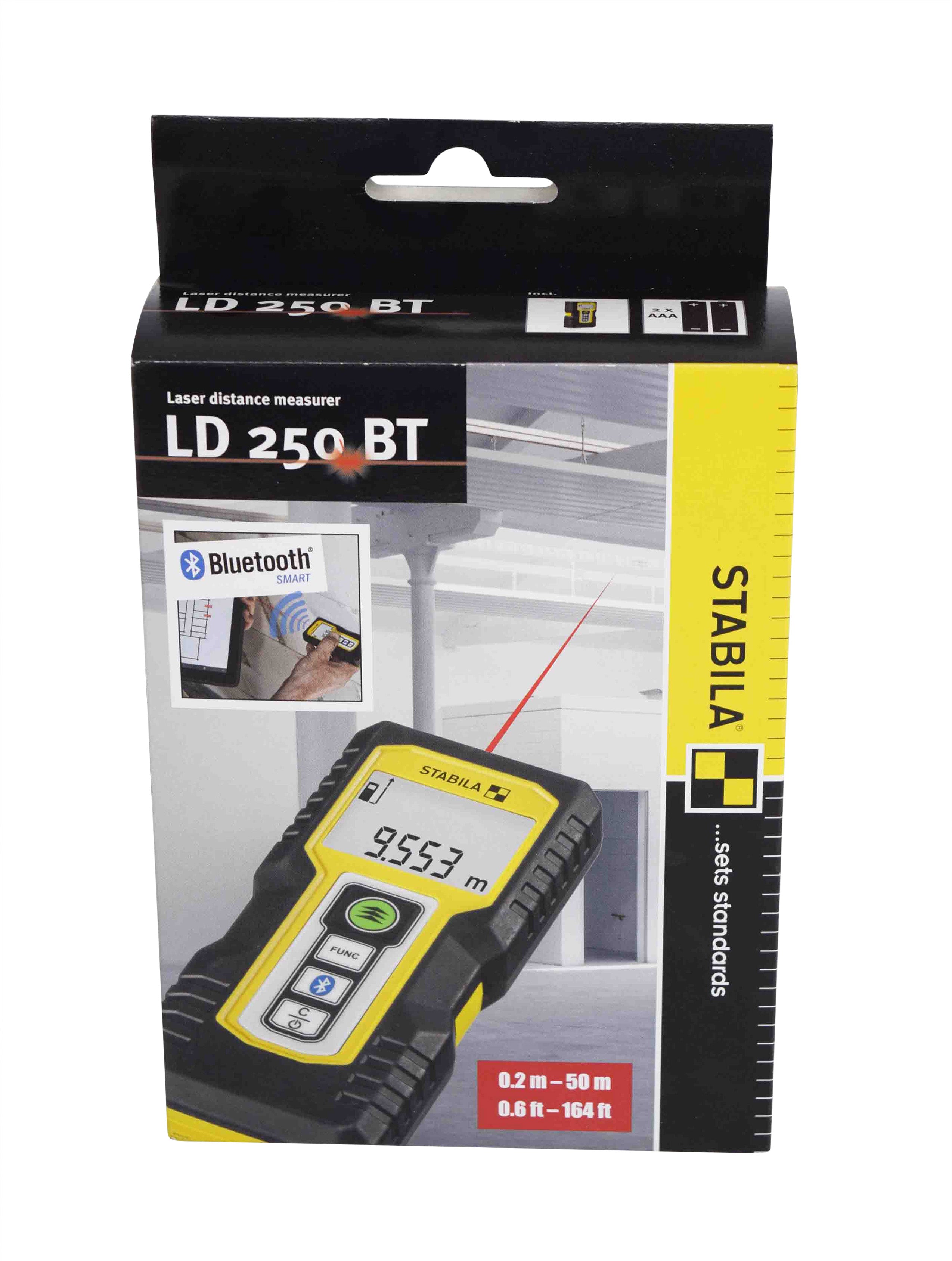 Stabila LD250BT 06250 Heavy Duty 164ft Laser Distance Measurer with Blue Tooth