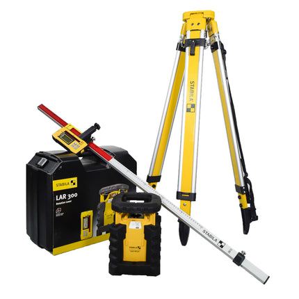Stabila 05820 LAR300 Exterior Rotary Laser Set w/Receiver, Tripod, Grade Rod, Case