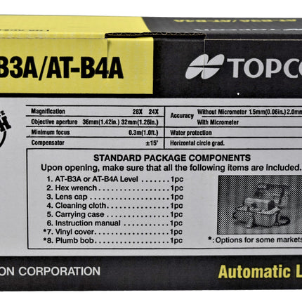 Topcon AT-B4A Heavy Duty 24X Automatic Optical Automatic Level Kit