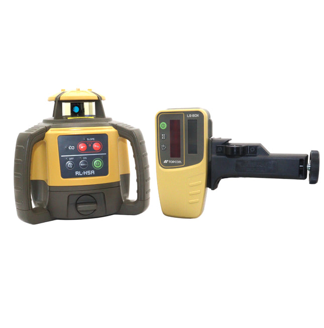 Topcon RL-H5A Horizontal Self-Leveling Rotary Laser Level Kit- LS-80X Receiver, Rechargeable NiMH Battery, and Charger  2600ft Range, ±1/16" Accuracy at 100ft, IP66 Rated for Construction, Grading & Excavating