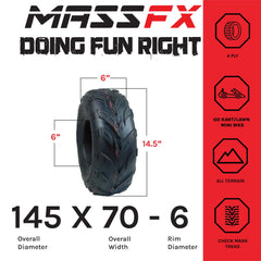 New 145/70 MASSFX Go-Kart,mini bike, ATV, Lawn Tires 145x70-6 145x70x6 2 pack