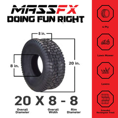 MASSFX 20x8-8 Lawn Mower Tires 20x8 Tractor Mower 4 Pack 20x8x8 Lawn & Garden