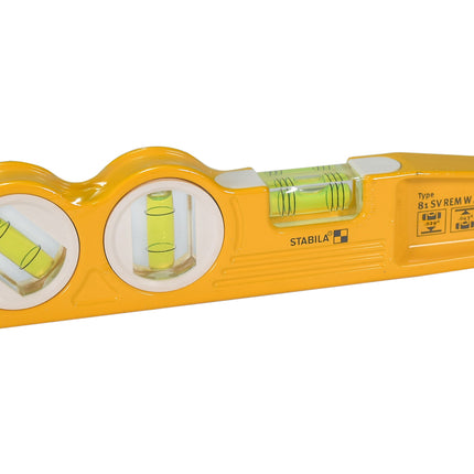 Stabila 25245 10" Die Cast Magnetic Torpedo w/ 45 degree vial and V-groove frame