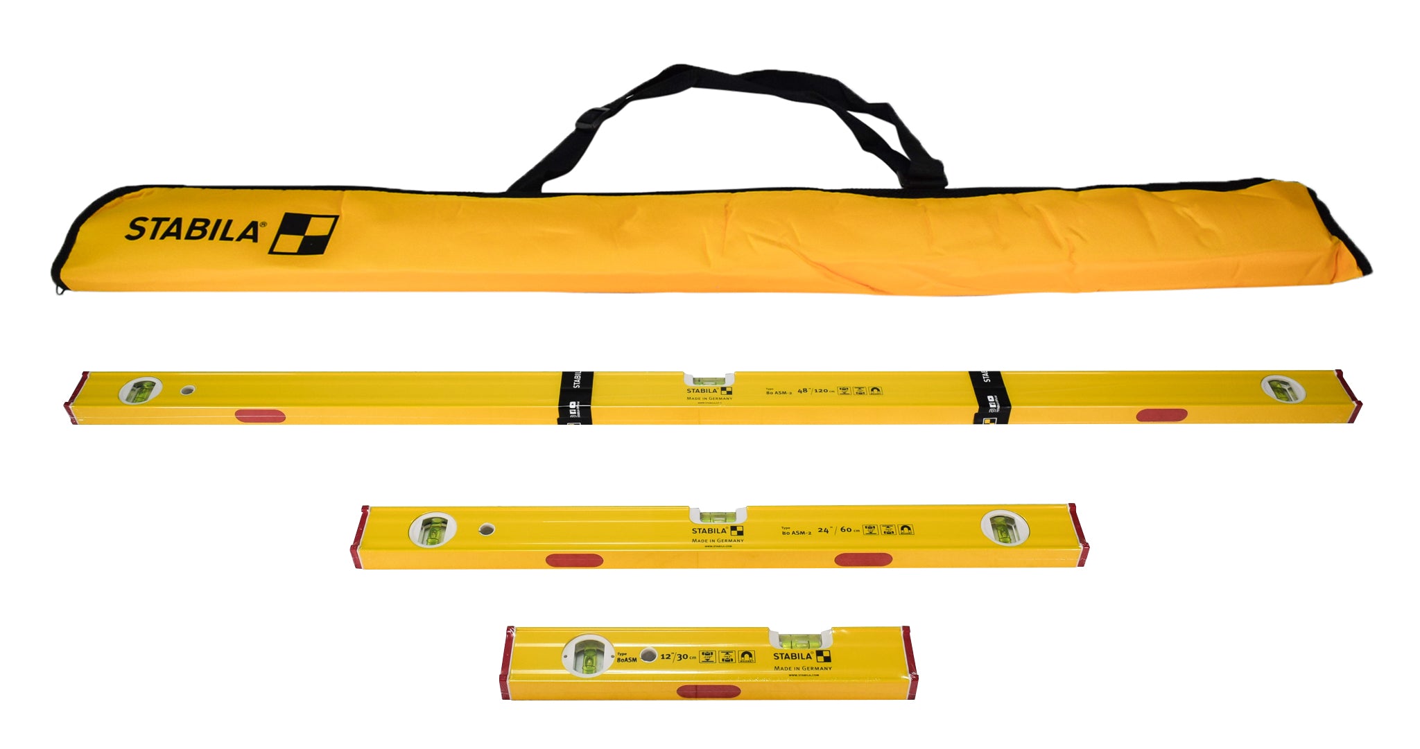 Stabila 29940 Magnetic Level Set 48", 24", & 12" 80AS-M with Carrying Case