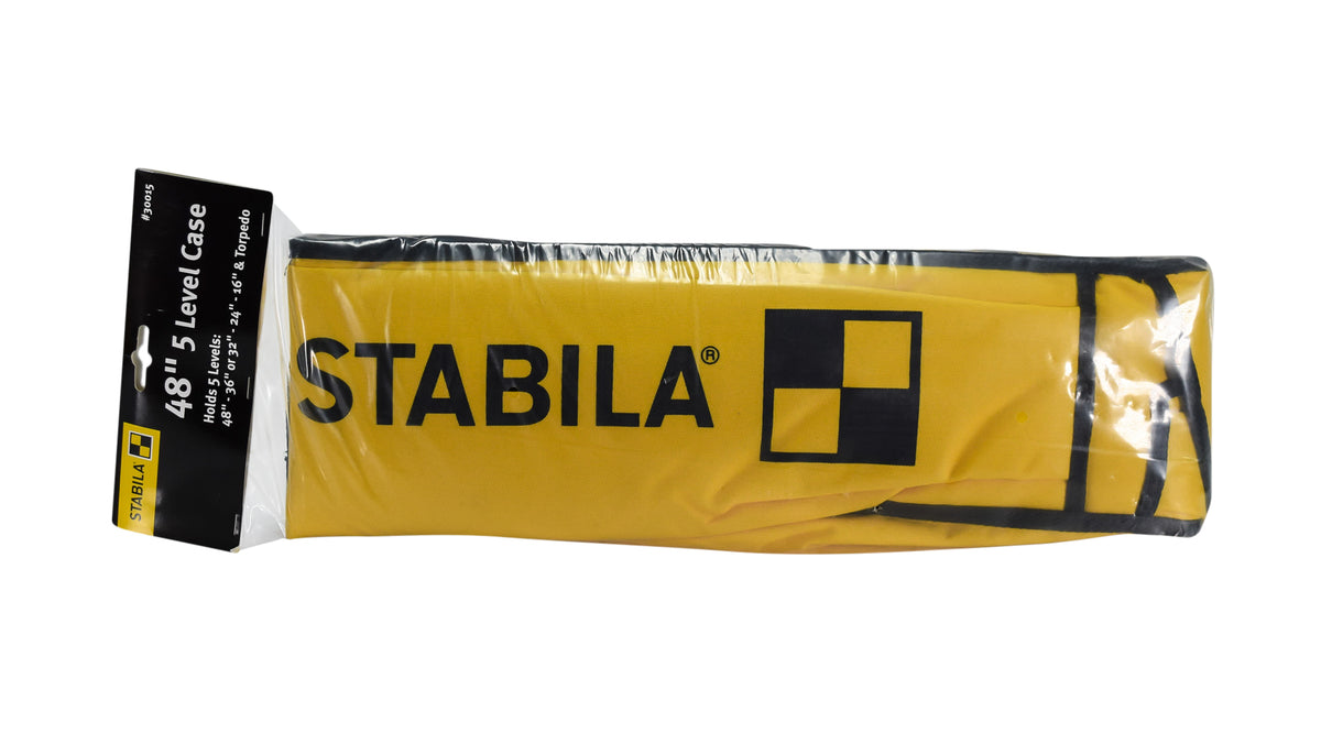 Stabila 30015 5-pocket case fits 48", 32", 24", and 16", and Torpedo Levels