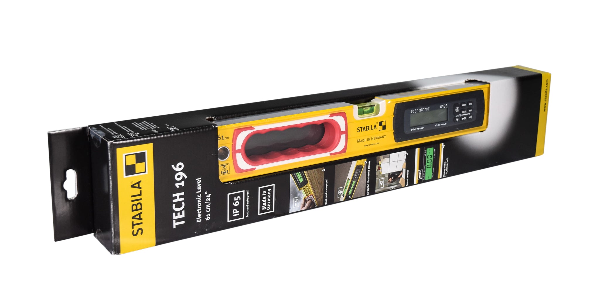 Stabila 36524 Type 196-2 24-inch Yellow/Red Digital Tech Aluminum Level w/ Case