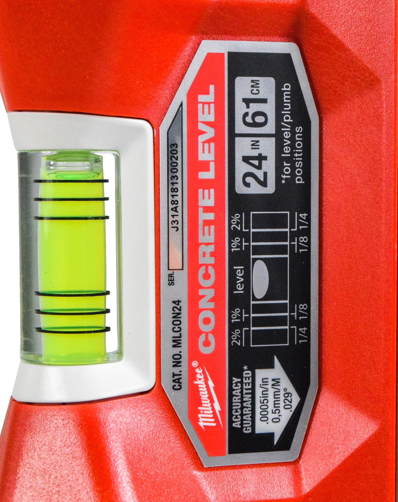 Milwaukee MLCON24 24" Redstick Magnesium Base Concrete Level 24 inch