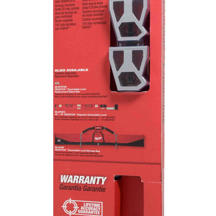 Milwaukee MLXP712 78" - 144" REDSTICK Expandable 3-Vial Aluminum Plate Level