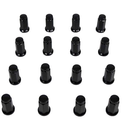 MASSFX 16-Pack Durable Black 14mm Hex Lug Nuts, 32mm Length, & 10x1.25 Thread