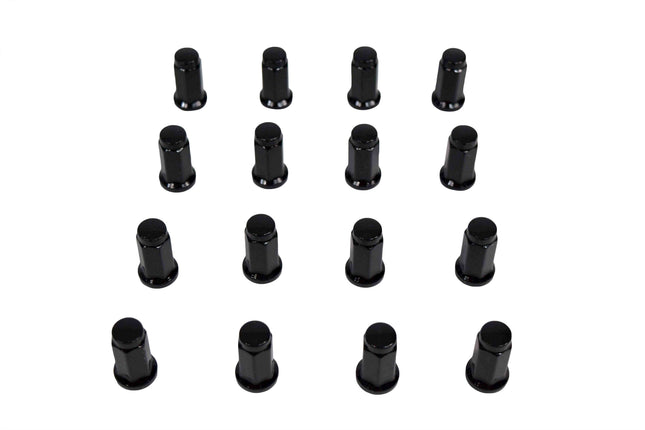 MASSFX 16-Pack Durable Black 14mm Hex Lug Nuts, 32mm Length, & 10x1.25 Thread