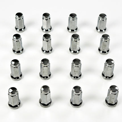 MASSFX 16-Pack Durable Chrome 14mm Hex Lug Nuts, 32mm Length, & 10x1.25 Thread - Heavy Duty Replacement Lug Nuts for Golf Cart Wheels, Fits Most EZGO, Club Car & Yamaha Golf Cart Wheels