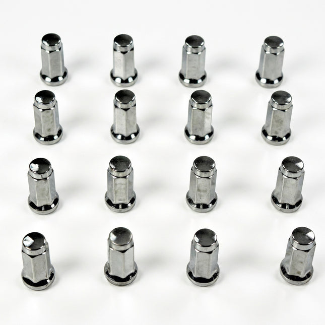 MASSFX 16-Pack Durable Chrome 14mm Hex Lug Nuts, 32mm Length, & 10x1.25 Thread - Heavy Duty Replacement Lug Nuts for Golf Cart Wheels, Fits Most EZGO, Club Car & Yamaha Golf Cart Wheels