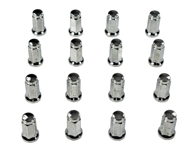 MASSFX 16-Pack Durable Chrome 14mm Hex Lug Nuts, 32mm Length, & 10x1.25 Thread - Heavy Duty Replacement Lug Nuts for Golf Cart Wheels, Fits Most EZGO, Club Car & Yamaha Golf Cart Wheels