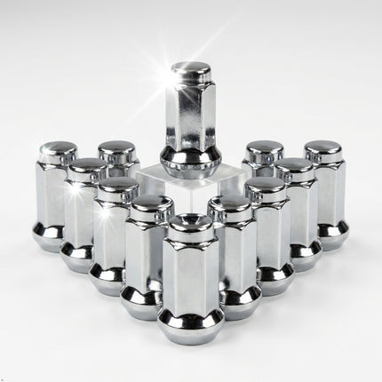 MASSFX 16-Pack Durable Chrome 14mm Hex Lug Nuts, 32mm Length, & 10x1.25 Thread - Heavy Duty Replacement Lug Nuts for Golf Cart Wheels, Fits Most EZGO, Club Car & Yamaha Golf Cart Wheels