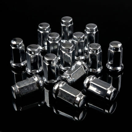 MASSFX 16-Pack Durable Chrome 14mm Hex Lug Nuts, 32mm Length, & 10x1.25 Thread - Heavy Duty Replacement Lug Nuts for Golf Cart Wheels, Fits Most EZGO, Club Car & Yamaha Golf Cart Wheels