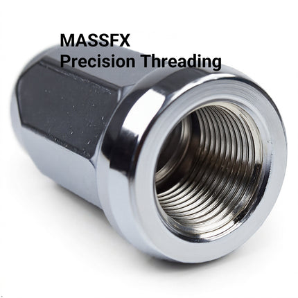MASSFX 16-Pack Durable Chrome 14mm Hex Lug Nuts, 32mm Length, & 10x1.25 Thread - Heavy Duty Replacement Lug Nuts for Golf Cart Wheels, Fits Most EZGO, Club Car & Yamaha Golf Cart Wheels