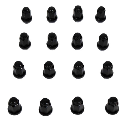 MASSFX 16-Pack Durable Black 14mm Hex Lug Nuts, 28mm Length, & 10x1.25 Thread