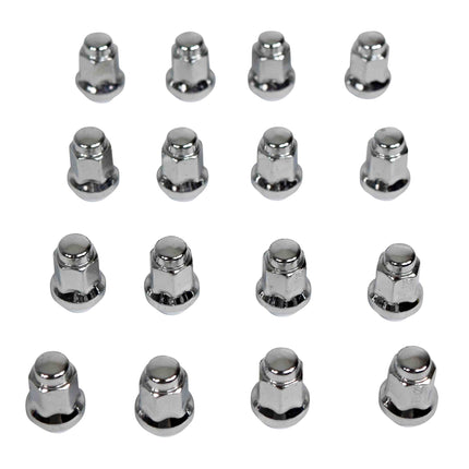 MASSFX 16-Pack Durable Chrome 14mm Hex Lug Nuts, 28mm Length, & 10x1.25 Thread
