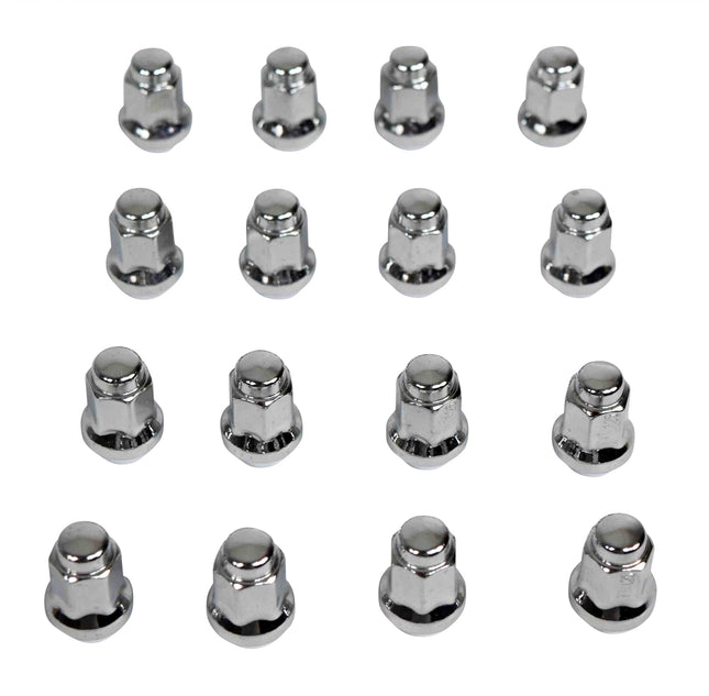 MASSFX 16-Pack Durable Chrome 14mm Hex Lug Nuts, 28mm Length, & 10x1.25 Thread