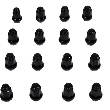 MASSFX 16-Pack Durable Black 14mm Hex Lug Nuts, 28mm Length, & 3/8-24 Thread - Heavy Duty Replacement Lug Nuts for Golf Cart Wheels, Fits Most EZGO, Club Car & Yamaha Golf Cart Wheels
