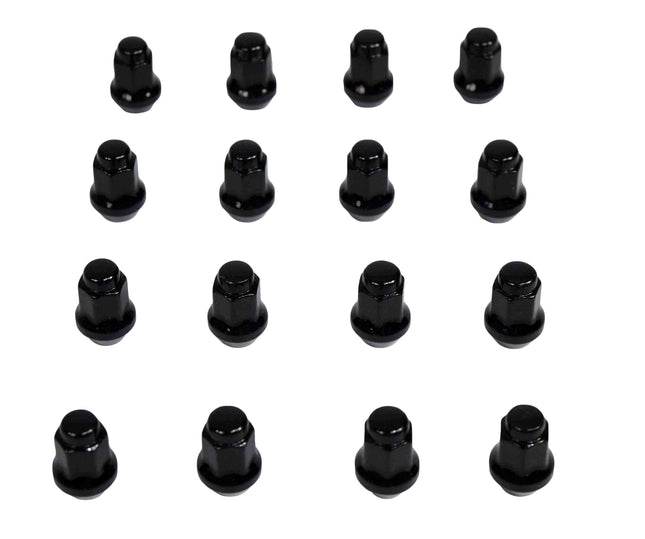MASSFX 16-Pack Durable Black 14mm Hex Lug Nuts, 28mm Length, & 3/8-24 Thread - Heavy Duty Replacement Lug Nuts for Golf Cart Wheels, Fits Most EZGO, Club Car & Yamaha Golf Cart Wheels