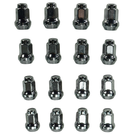 MASSFX 16-Pack Durable Chrome 14mm Hex Lug Nuts, 28mm Length, & 3/8-24 Thread