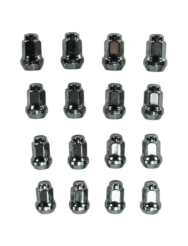 MASSFX 16-Pack Durable Chrome 14mm Hex Lug Nuts, 28mm Length, & 3/8-24 Thread