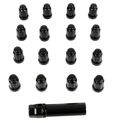 MASSFX 16-Pack Durable Black 17mm Hex Lug Nuts, 35mm Length, & 12x1.5 Thread