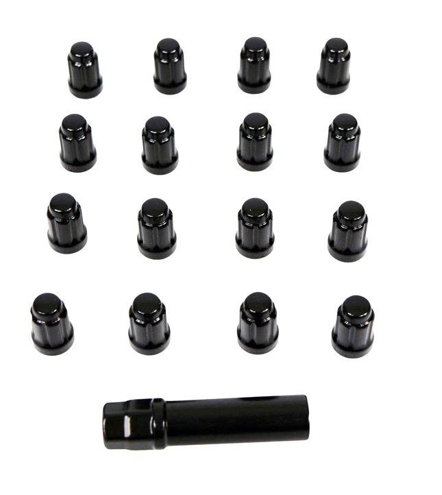 MASSFX 16-Pack Durable Black 17mm Hex Lug Nuts, 35mm Length, & 12x1.5 Thread