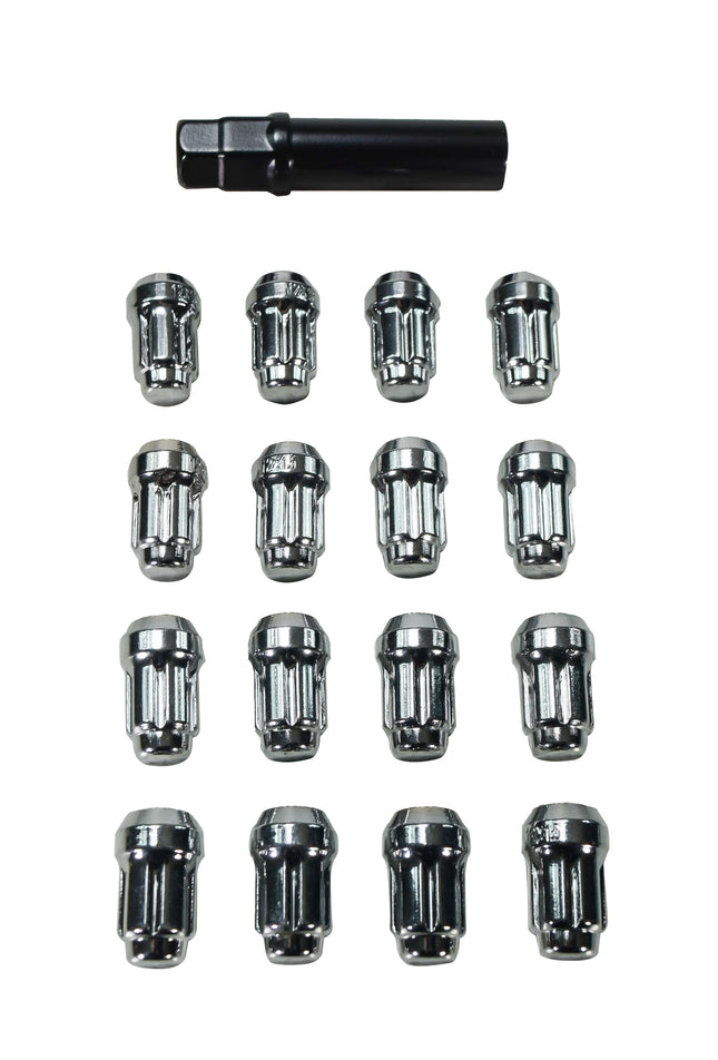 MASSFX 16-Pack Durable Chrome 17mm Hex Lug Nuts, 35mm Length, & 12x1.5 Thread - Heavy Duty Replacement Lug Nuts for Golf Cart Wheels, Fits Most EZGO, Club Car & Yamaha Golf Cart Wheels