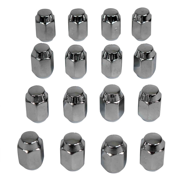 MASSFX 16-Pack Durable Chrome 21mm Hex Lug Nuts, 35mm Length, & 1/2-20 Thread