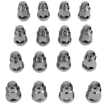 MASSFX 16-Pack Durable Chrome 17mm Hex Lug Nuts, 35mm Length, & 12x1.25 Thread