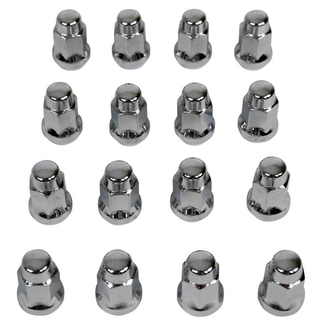MASSFX 16-Pack Durable Chrome 17mm Hex Lug Nuts, 35mm Length, & 12x1.25 Thread
