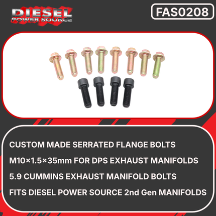 Diesel Power Source Complete T3 Exhaust Manifold Kit with Gaskets, Bolts & 25" Turbo Oil Drain Tube for 1998-2002 Dodge Ram 5.9L 24V Cummins High Flow Performance Direct Bolt-On