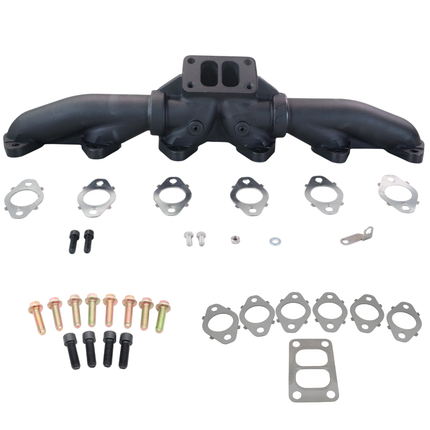 Diesel Power Source Complete T3 Exhaust Manifold Kit with Multi-Layer Gaskets & Spin-Lock Bolts for 1998-2002 Dodge Ram 5.9L 24V Cummins High Flow Performance Direct Bolt-On