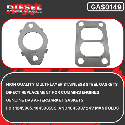Diesel Power Source Complete T3 Exhaust Manifold Kit with Multi-Layer Gaskets & Spin-Lock Bolts for 1998-2002 Dodge Ram 5.9L 24V Cummins High Flow Performance Direct Bolt-On