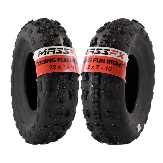 New MASSFX (2) 22x7x10 Sport ATV Tires 22x7-10 Front 2 Set 4 ply 22x7/10