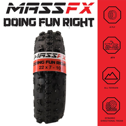 New MASSFX (2) 22x7x10 Sport ATV Tires 22x7-10 Front 2 Set 4 ply 22x7/10