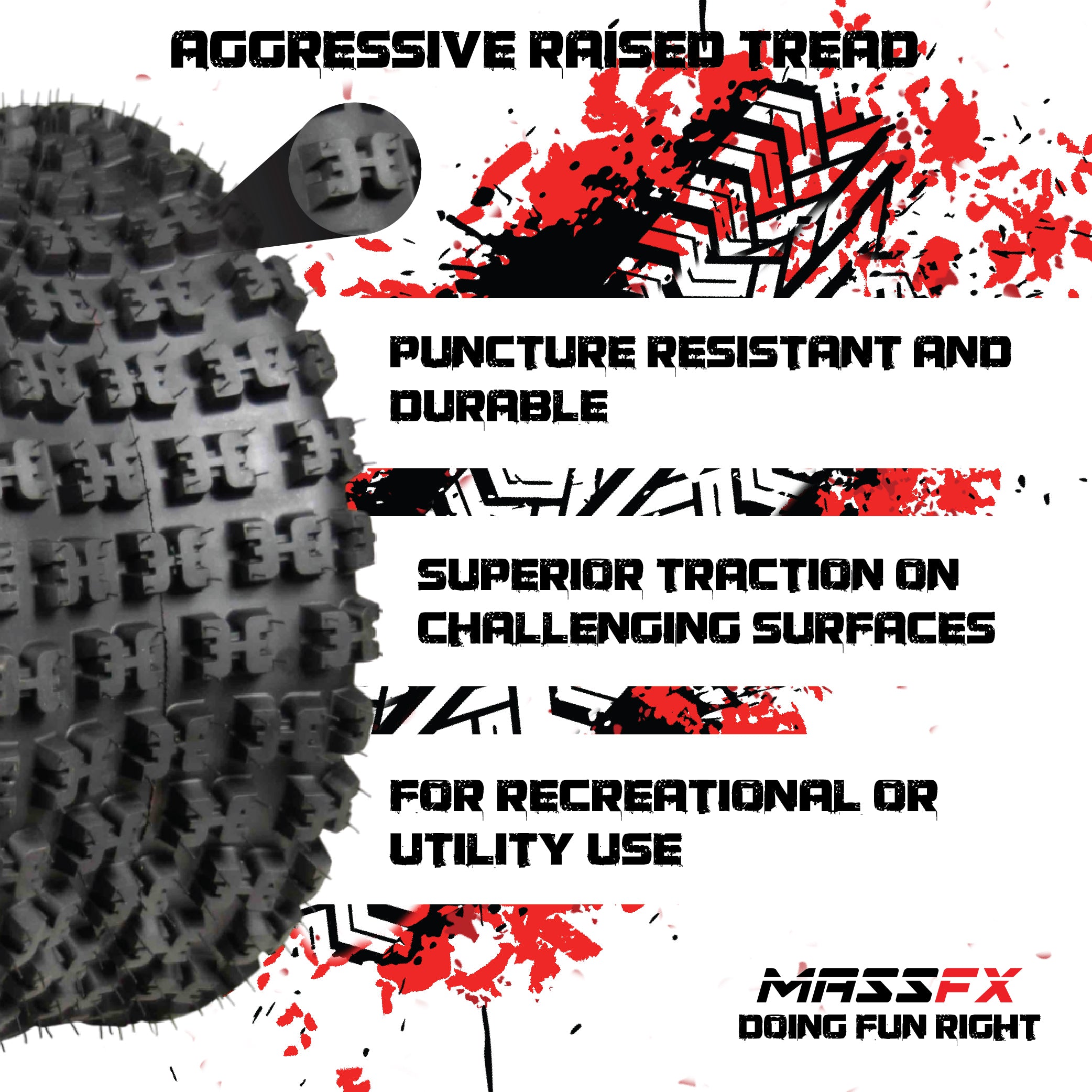 MASSFX 20X10-9 ATV Tires 2 Set Durable 6-ply Dual Compound 20x10x9