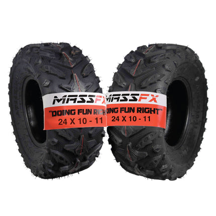 MASSFX Grinder 24x10-11 Rear ATV Tire 6 Ply for Soft/Hard Pack Ground (2 Pack)