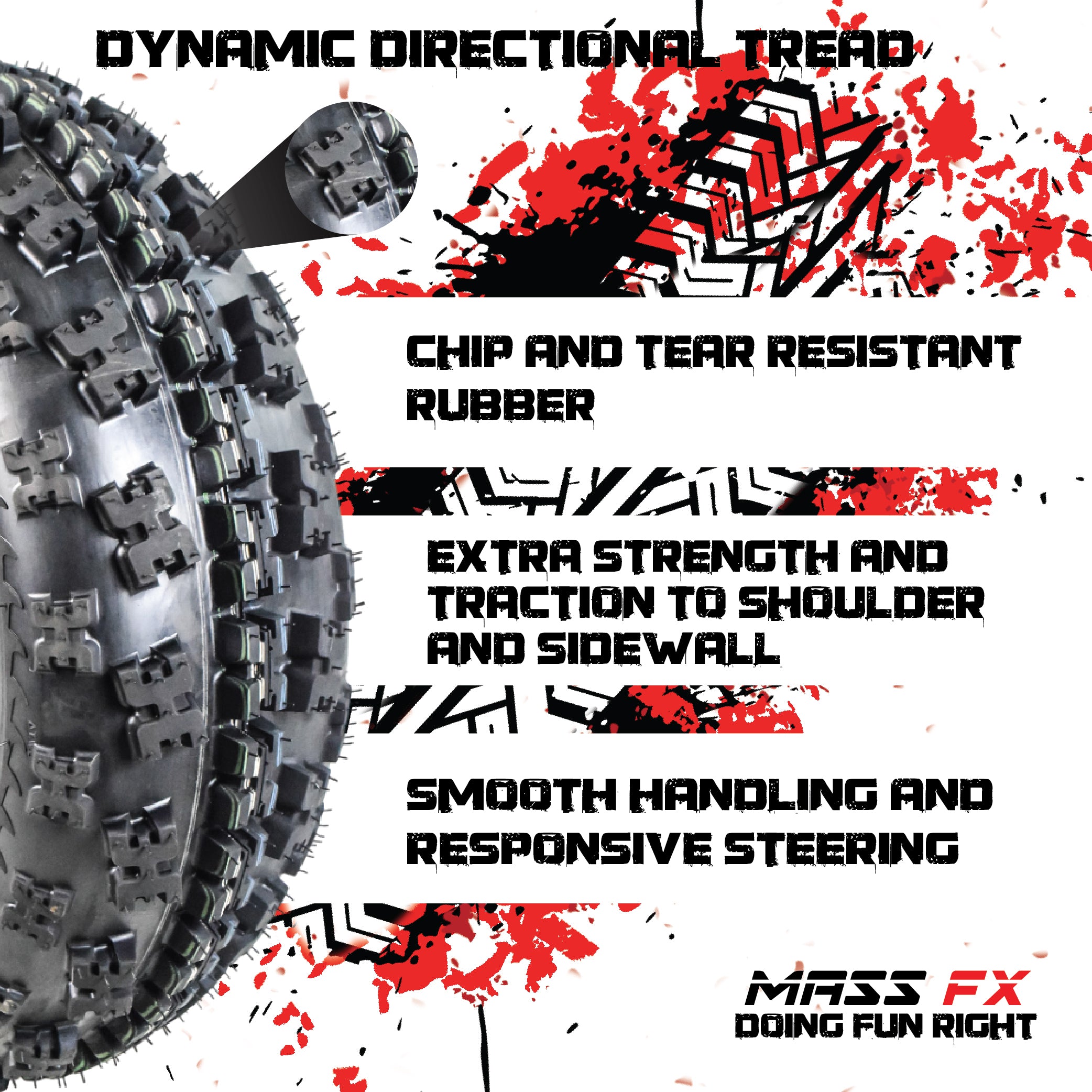 MASSFX 21x7-10 Front Tire & TR-6 Tube-ATV, UTV, & SxS-4-Ply w/ 15mm Tread Depth