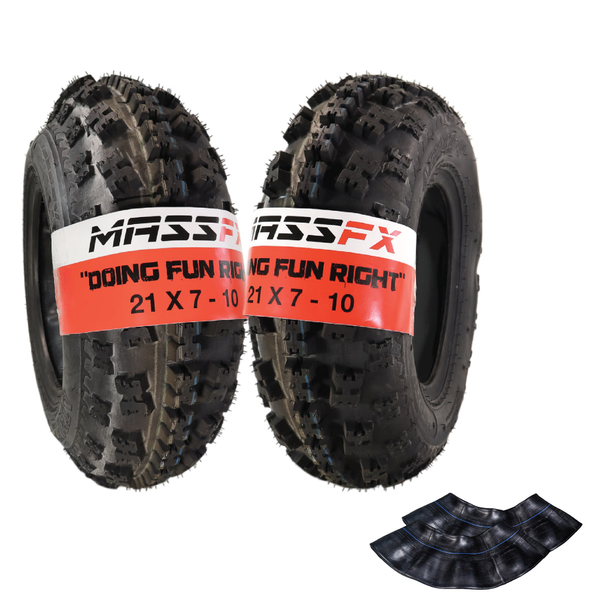 MASSFX 21x7-10 Front Tires & TR-6 Tubes - ATV, UTV, & SxS - 4-Ply (2 Pk)